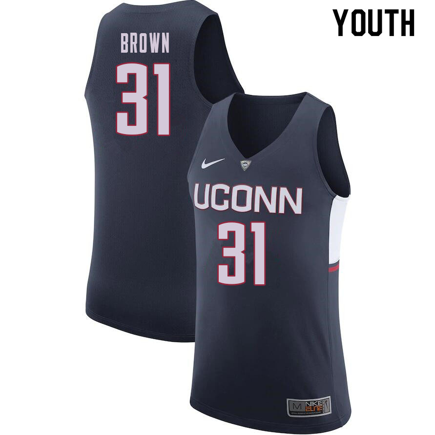 Youth #31 Javonte Brown Uconn Huskies College Basketball Jerseys Sale-Navy